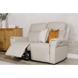 Regent 2 Seater Electric Recliner Leather Stone